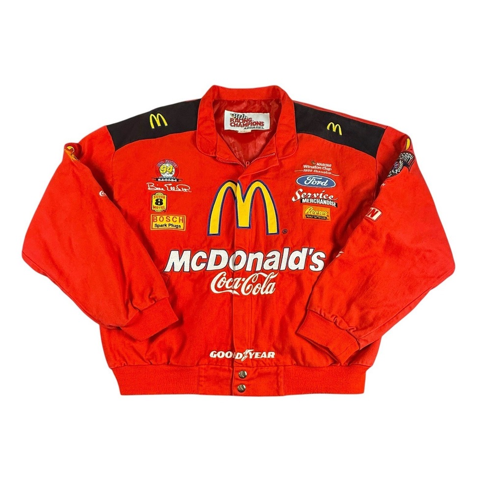 VTG NASCAR Bill Elliot McDonald's Racing Jacket XL Drive Thru Crew Snap On Reese